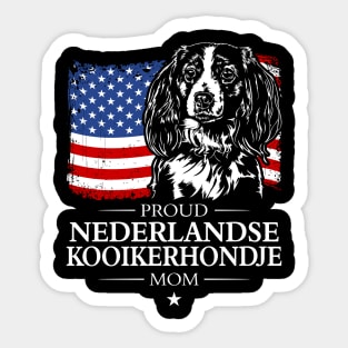 Proud Nederlandse Kooikerhondje Mom American Flag patriotic dog Sticker